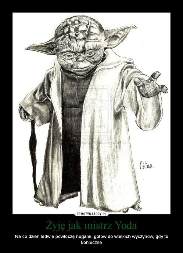 Żyję jak mistrz Yoda – Na co dzień ledwie powłóczę nogami, gotów do wielkich wyczynów, gdy to konieczne 