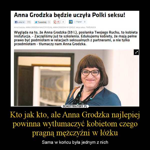 Kto jak kto, ale Anna Grodzka najlepiej powinna wytłumaczyć kobietom czego pragną mężczyźni w łóżku – Sama w końcu była jednym z nich 