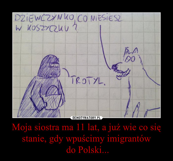 Moja siostra ma 11 lat, a już wie co się stanie, gdy wpuścimy imigrantów do Polski... –  
