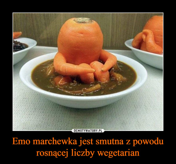 Emo marchewka jest smutna z powodu rosnącej liczby wegetarian