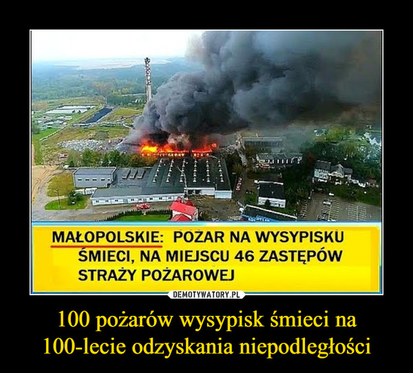100 pożarów wysypisk śmieci na 100-lecie odzyskania niepodległości