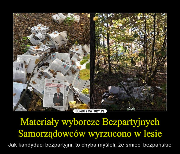 Materiały wyborcze Bezpartyjnych Samorządowców wyrzucono w lesie