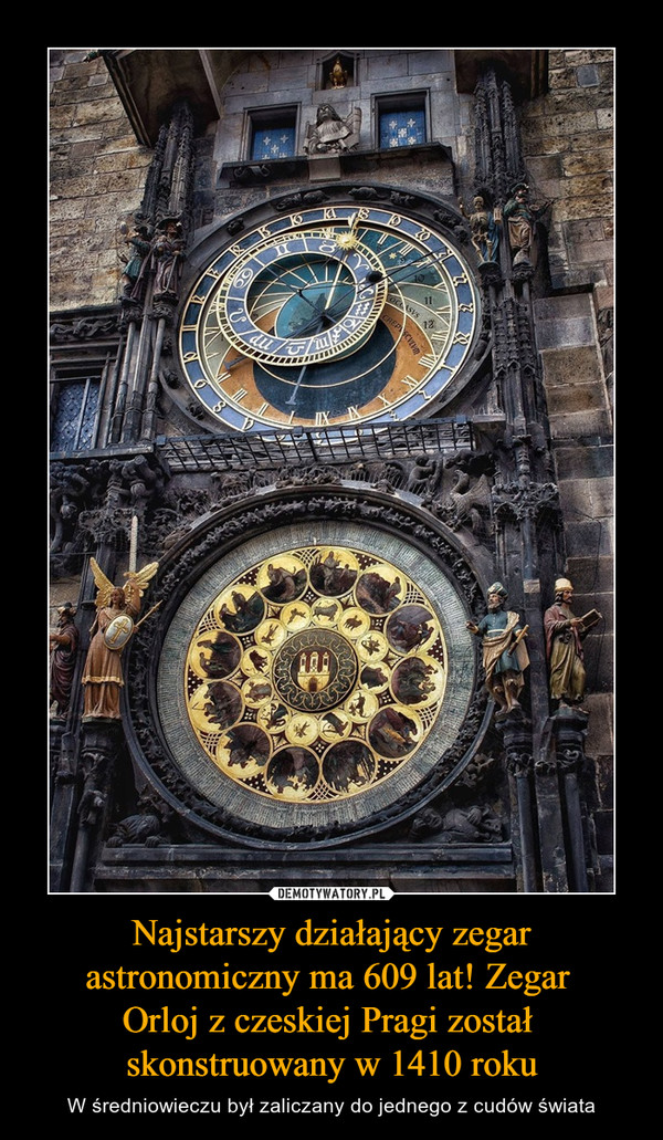 Najstarszy działający zegar astronomiczny ma 609 lat! Zegar Orloj z czeskiej Pragi został skonstruowany w 1410 roku – W średniowieczu był zaliczany do jednego z cudów świata 