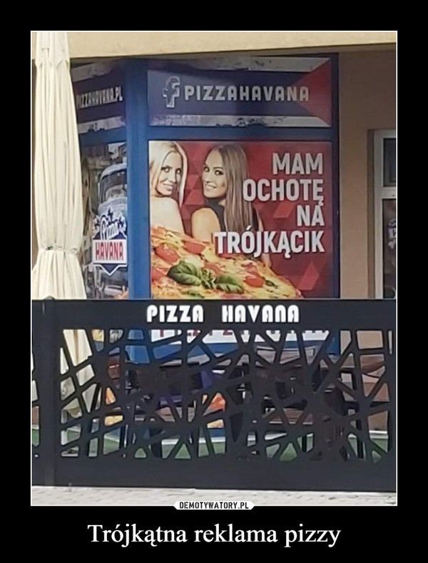 Trójkątna reklama pizzy