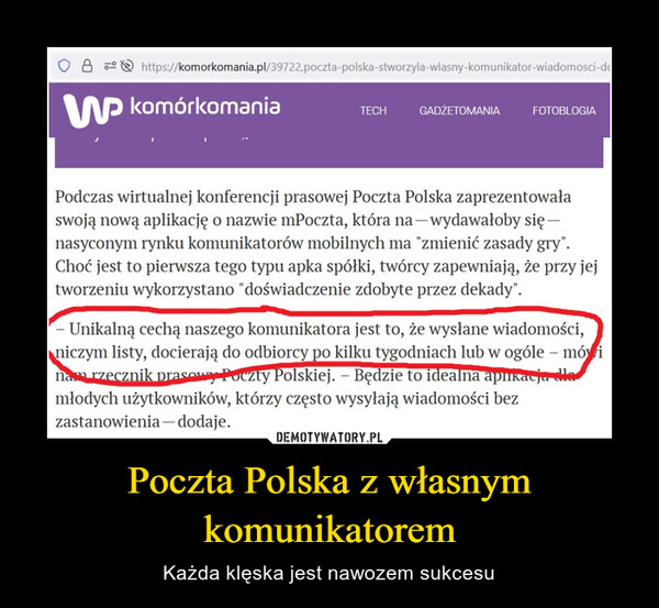 Poczta Polska z własnym komunikatorem – Każda klęska jest nawozem sukcesu 