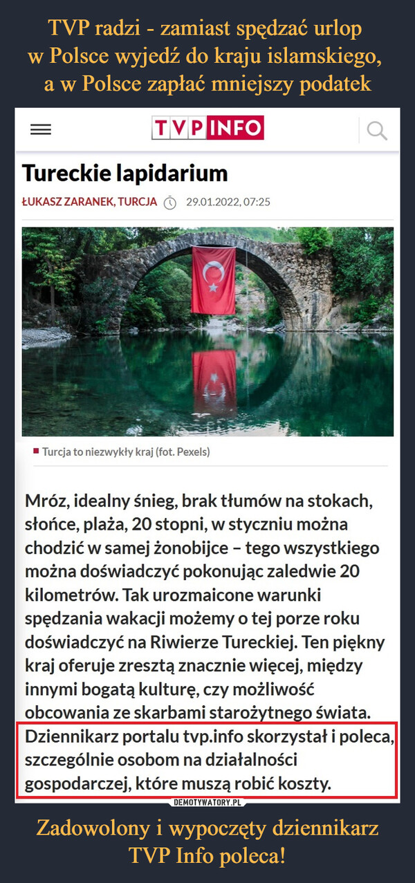 Zadowolony i wypoczęty dziennikarz TVP Info poleca! –  