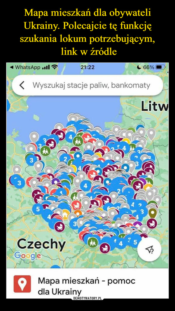 Mapa mieszkań dla obywateli Ukrainy. Polecajcie tę funkcję szukania lokum potrzebującym,
 link w źródle