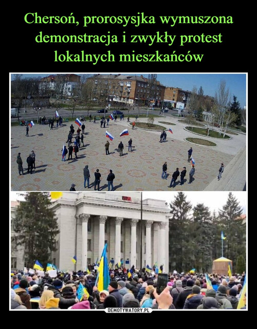 Chersoń, prorosysjka wymuszona demonstracja i zwykły protest lokalnych mieszkańców