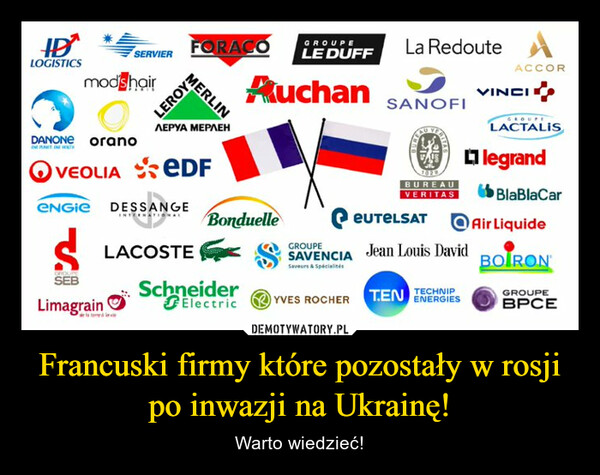 Francuski firmy które pozostały w rosji po inwazji na Ukrainę!