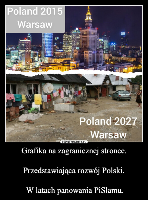 Grafika na zagranicznej stronce.

Przedstawiająca rozwój Polski.

 W latach panowania PiSlamu.