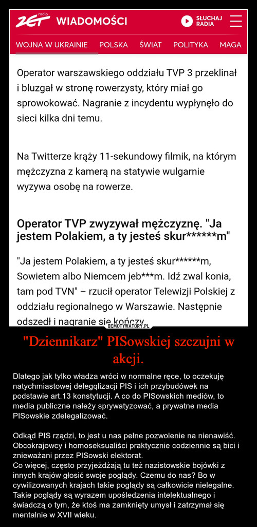 "Dziennikarz" PISowskiej szczujni w akcji.
