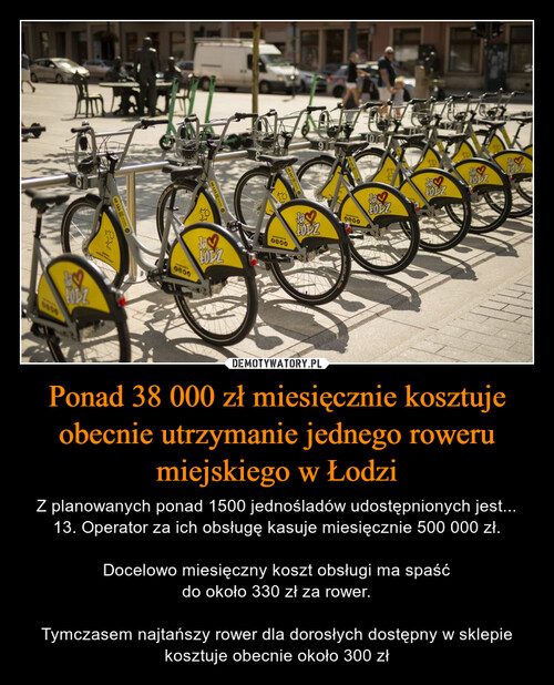 Ponad 38 000 zł miesięcznie kosztuje obecnie utrzymanie jednego roweru miejskiego w Łodzi