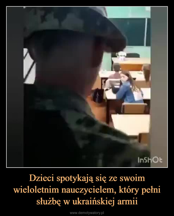 Dzieci spotykają się ze swoim wieloletnim nauczycielem, który pełni służbę w ukraińskiej armii –  