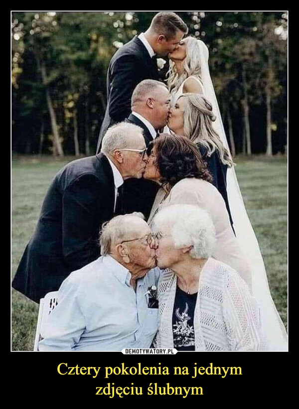 Cztery pokolenia na jednym
zdjęciu ślubnym