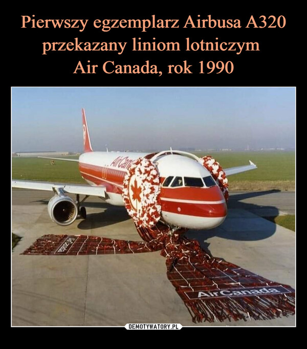 Pierwszy egzemplarz Airbusa A320 przekazany liniom lotniczym 
Air Canada, rok 1990