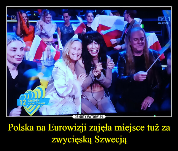 Polska na Eurowizji zajęła miejsce tuż za zwycięską Szwecją –  16ó12SWEDENFROM LITHUANIATVP 1NA ŻYWO